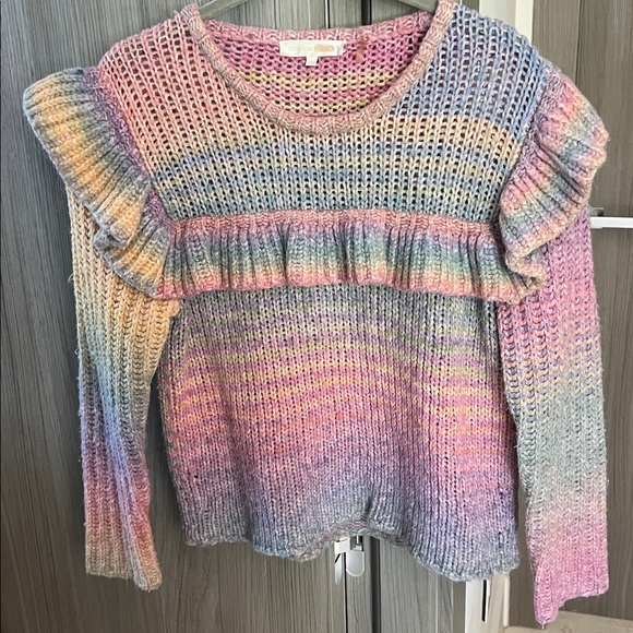 $425 LoveShackFancy Yumi Ruffle Alpaca wool Sweater L - Picture 1 of 13